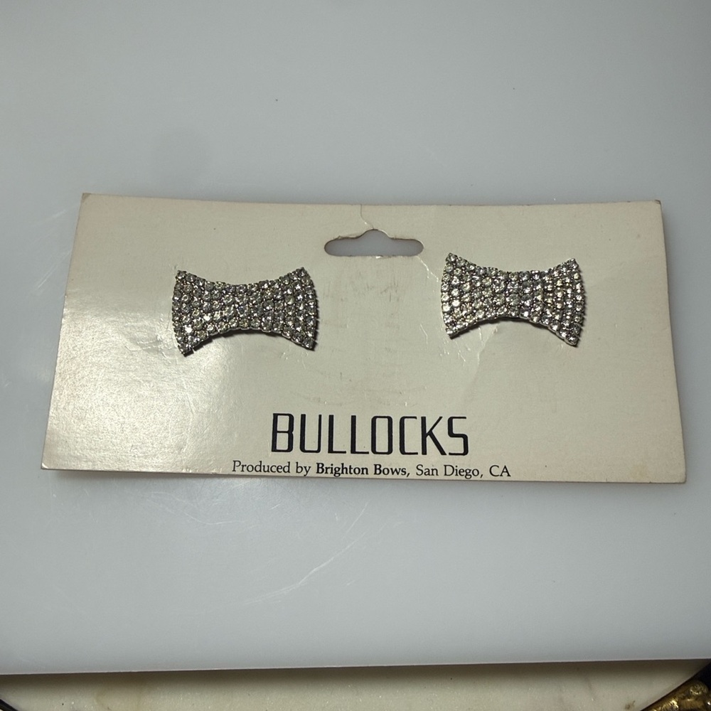 Silver Crystal Bow Shoe Clips